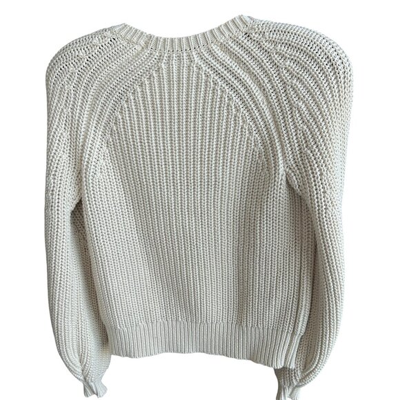 Banana Republic Cream Ivory Beige Chunky Knit Cropped Crewneck Sweater Size XS - Picture 2 of 8